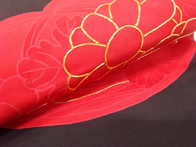  塩瀬　流水に花模様　刺繍　名古屋帯